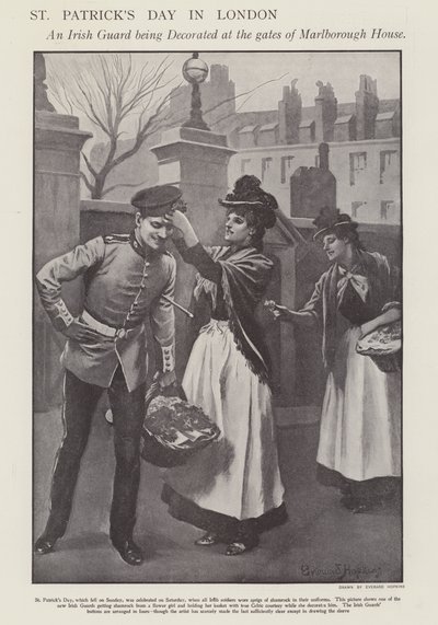 Giorno di San Patrizio a Londra (litografia) da Everard Hopkins