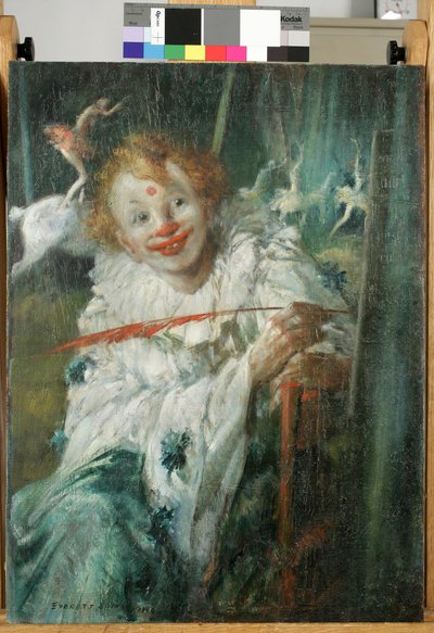 Clown con piuma rossa da Everett Shinn