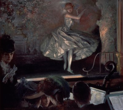Ballerina in bianco davanti ai riflettori da Everett Shinn