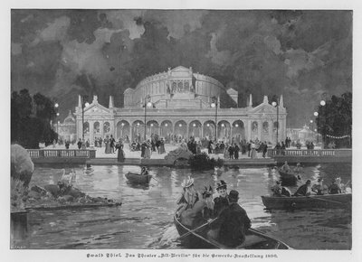 Il Teatro Alt-Berlin, costruito per la Grande Esposizione Industriale di Berlino, Germania da Ewald Thiel