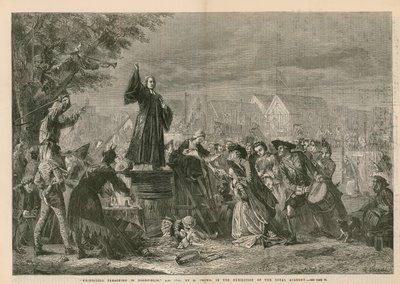 George Whitefield che predica a Moorfields, AD 1742 - nella mostra della Royal Academy (incisione) da Eyre Crowe