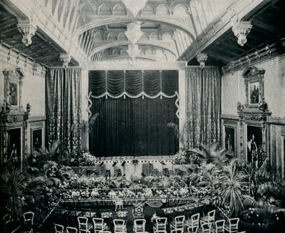 La Camera di Waterloo, Castello di Windsor, allestita come teatro per le rappresentazioni di Stato del 1891, c1891,1901 da Eyre and Spottiswoode