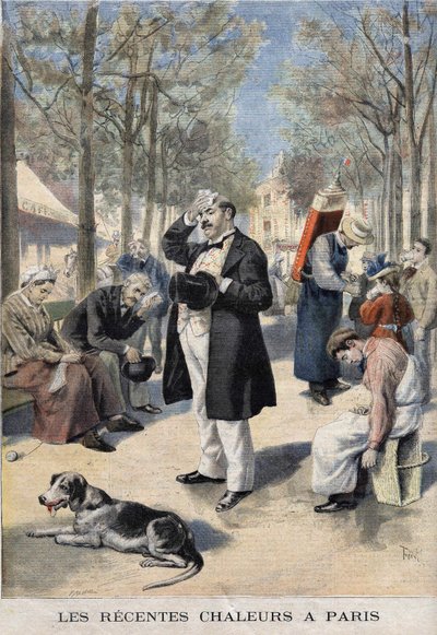 Le recenti ondate di calore a Parigi - in Le petit Journal del 22/09/1895 da F.L. and Tofani Oswaldo  Meaulle