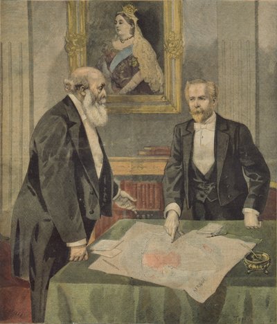 Convenzione anglo-francese firmata a Londra da Paul Cambon e Lord Salisbury, da Le Petit Journal, 9 aprile 1899 da F.L. and Tofani, Oswaldo Meaulle