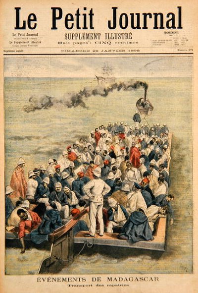 Eventi in Madagascar: Il rimpatrio delle truppe francesi, illustrazione da Le Petit Journal, 20 gennaio 1896 da F.L. and Tofani, Oswaldo Meaulle