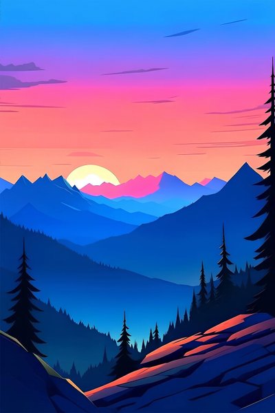 Paesaggio di tramonto e cime di montagne da F. Abderrahim