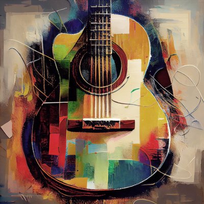 Chitarra Astratta, Decorazione Musicale da Parete, Stampe su Tela Incorniciate da F. Abderrahim