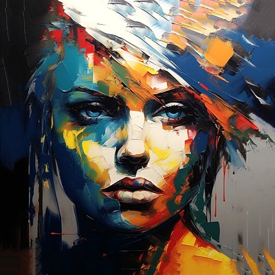 Dipinto di belle ragazze con occhi blu da F. Abderrahim
