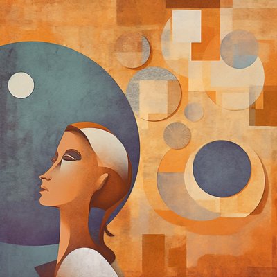 Dipinto digitale astratto di una persona annoiata e sopraffatta da F. Abderrahim