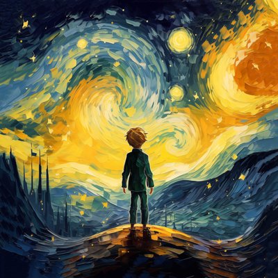 Dipinti astratti, la fiaba del piccolo principe, stampe murali incorniciate da F. Abderrahim