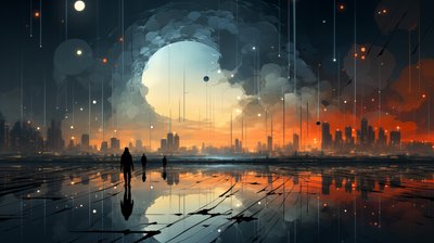 Scena di tramonto astratto, allungando l