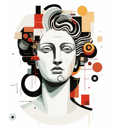 Testa di Apollo astratta in stile cubismo di Picasso, stampa d