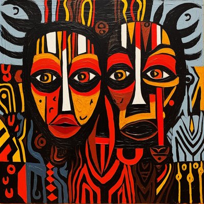 Volti tribali africani, stile Picasso da F. Abderrahim