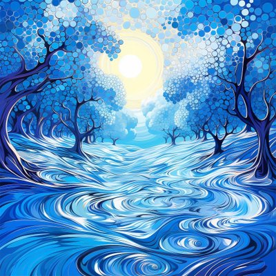 Albero surreale blu da F. Abderrahim