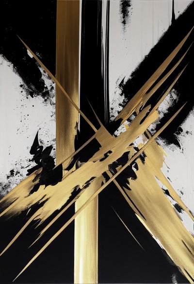 Pittura contemporanea oro e nero da F. Abderrahim