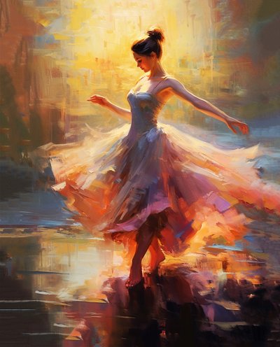 Ragazza che danza, pittura impressionista, stile Claude Monet, stampe su tela da F. Abderrahim