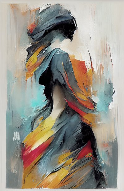 Ragazza che balla, astratto espressionista da F. Abderrahim