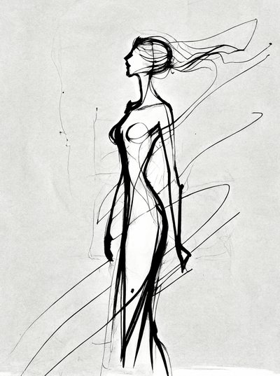 Disegno di silhouette di ragazze, minimalista da F. Abderrahim