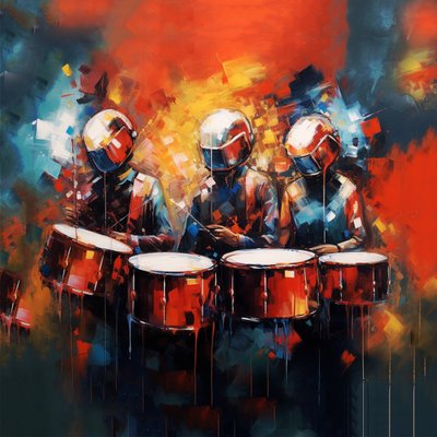 Gruppo di musicisti che suonano tamburi, rock da F. Abderrahim