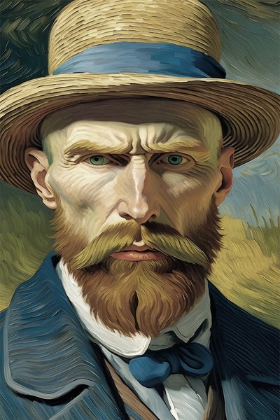 Ritratto vintage di un uomo, stile van Gogh da F. Abderrahim