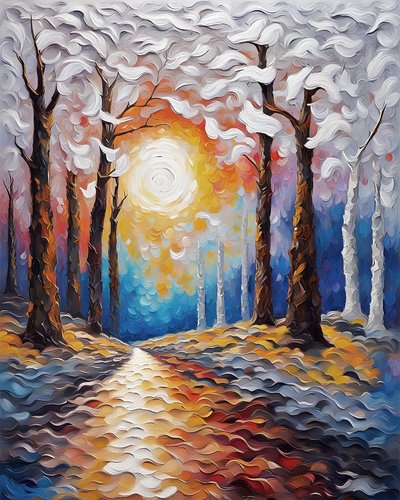 Tramonto attraverso una foresta da F. Abderrahim