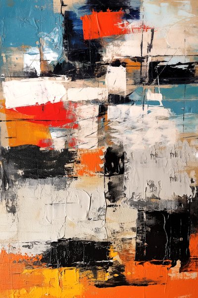 Pittura astratta moderna verticale per soggiorno, stampe di poster in vendita da F. Abderrahim