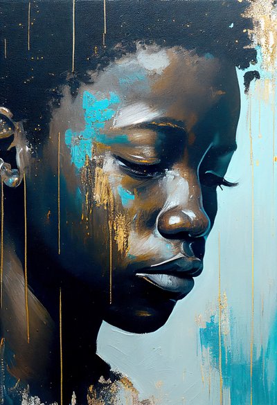 Giovane africano astratto su tela da F. Abderrahim