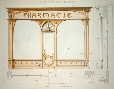 Progetto per la facciata di una farmacia, illustrazione da 