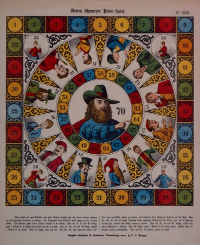 Gioco di Schwarzer Peter, o Black Peter, foglio pubblicato da Ackermann, Wissembourg da F. C. Wentzel