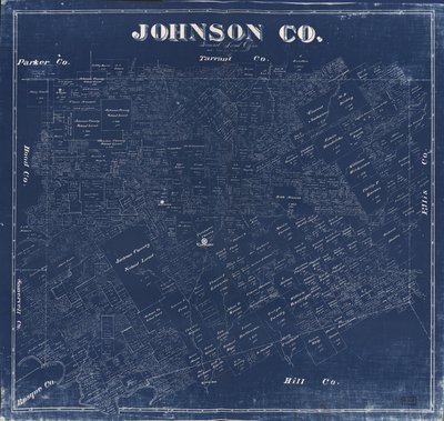 Blueprint mostra la proprietà terriera da F. G.; Texas. General Land Office Blau
