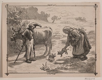 Illustrazione alla fiaba popolare "I tre piccoli porcellini" da F. Hendriksen