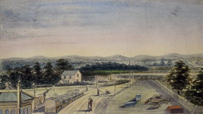 Vista dal ponte alla stazione ferroviaria, Lingfield, Surrey verso Crowhurst da F. J. P.