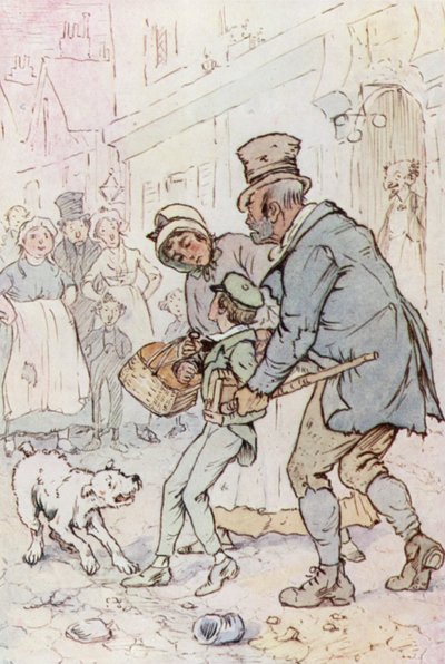 Illustrazione per Oliver Twist (litografia a colori) da F. M. B. Blaikie
