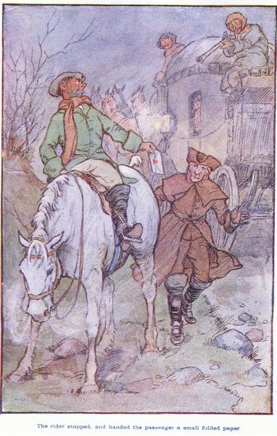 Il cavaliere si fermò e consegnò al passeggero un piccolo foglio piegato da F. M. B. Blaikie
