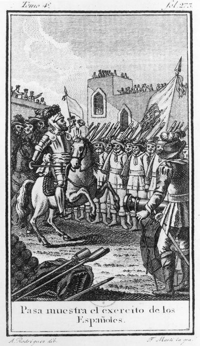 Hernando Cortes rivede le sue truppe, inciso da Antonio Rodriquez da F. Marti