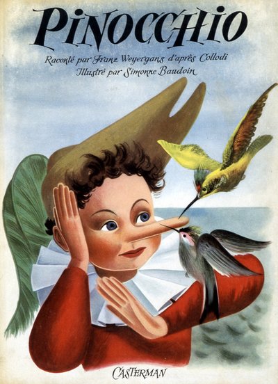 Copertina del libro Pinocchio, illustrato da Simonne Baudoin, ed. Casterman da F. Rothier