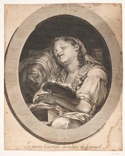 "La giovane operaia sopraffatta dal sonno" da F. Schüerer
