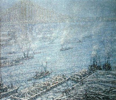 East River, New York, inverno da F. Usher de Voll