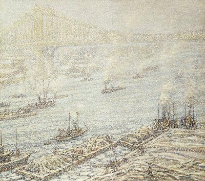 East River, New York, Inverno, c.1915 da F. Usher de Voll