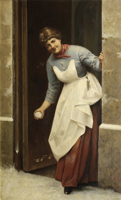 Donna con una palla di neve da F. W.