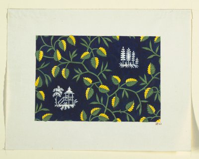 Disegno floreale per tessuti stampati da Fabrique de Fazy aux Bergues