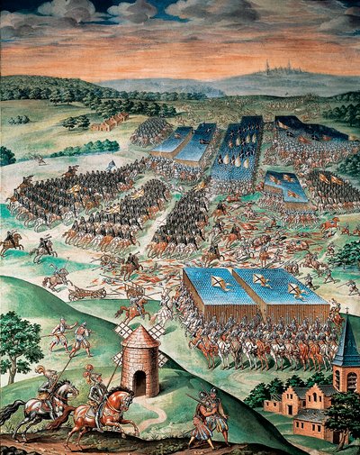 La battaglia di San Quintino tra Spagna e Francia (1557) da Fabrizio Castello