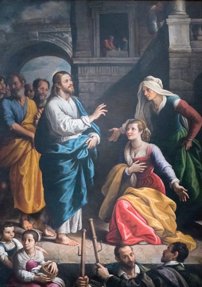 Cristo ospitato nella casa di Marta e Maria da Fabrizio Santafede