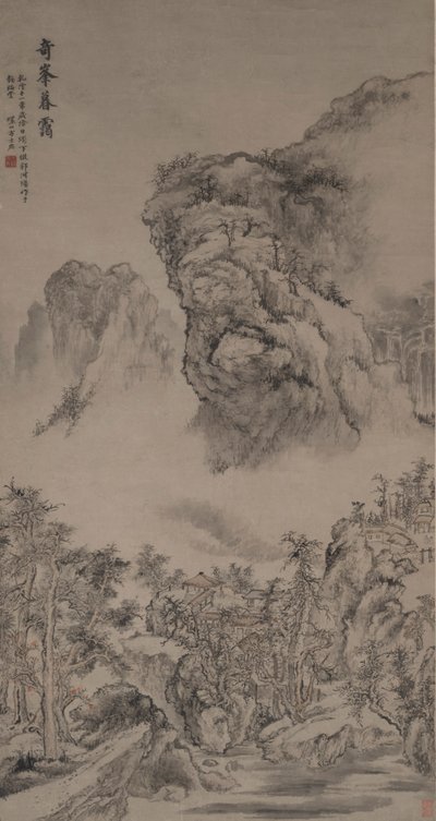 Nebbia serale su picchi strani nello stile di Guo Xi da Fang Shishu