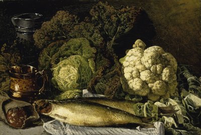 Natura morta con verdure e pesci da Fanny Churberg