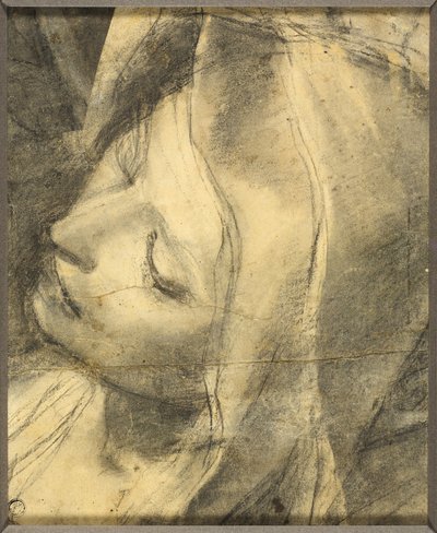 Testa della Vergine che sviene: Studio per la deposizione (recot) Base della colonna (verso) da Federico Barocci