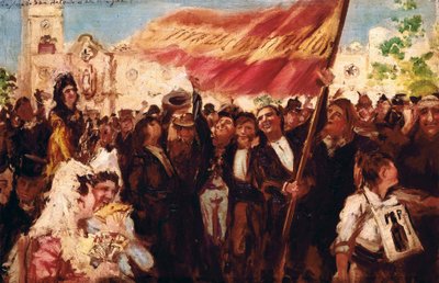 Plaza San Antonio de Cadiz nel giorno del giuramento della Costituzione del 1812 da Federico Godoy y Castro