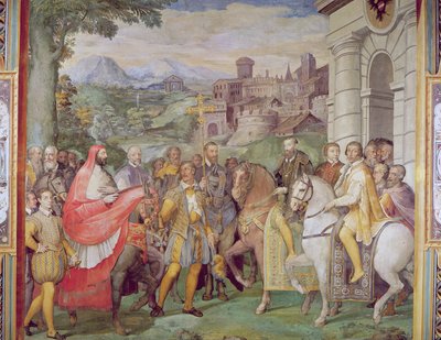 Carlo V (1500-58) con Alessandro Farnese (1546-92) a Worms, dalla 