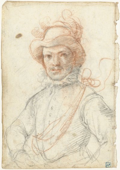 Ritratto di un guerriero, con cappello piumato da Federico Zuccaro