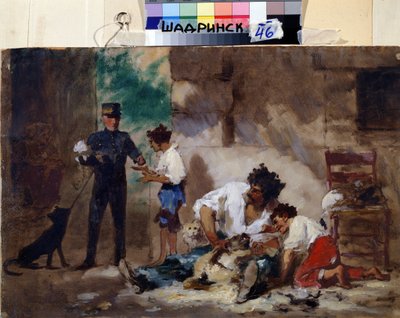Toelettatori di cani a Napoli (Italia) da Fedor Andreevich Bronnikov